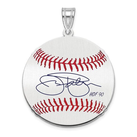Sterling Silver Jim Palmer Signature MD Enamel Baseball Pendant